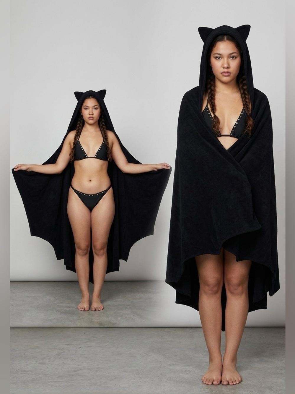 NEW Dolls Kill Home Night Creatures Bat Wing Black Hooded Towel